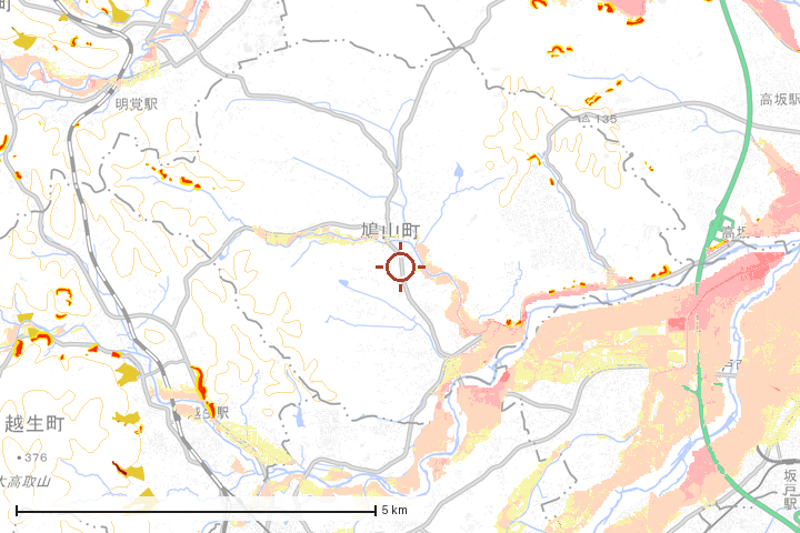 鳩ヶ谷市周辺のハザード重ね図