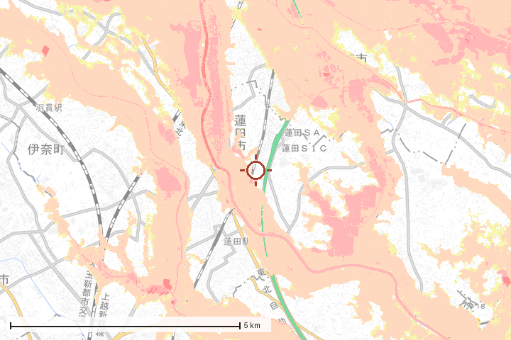 蓮田市周辺のハザード重ね図