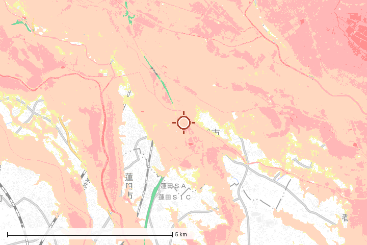 白岡市周辺のハザード重ね図