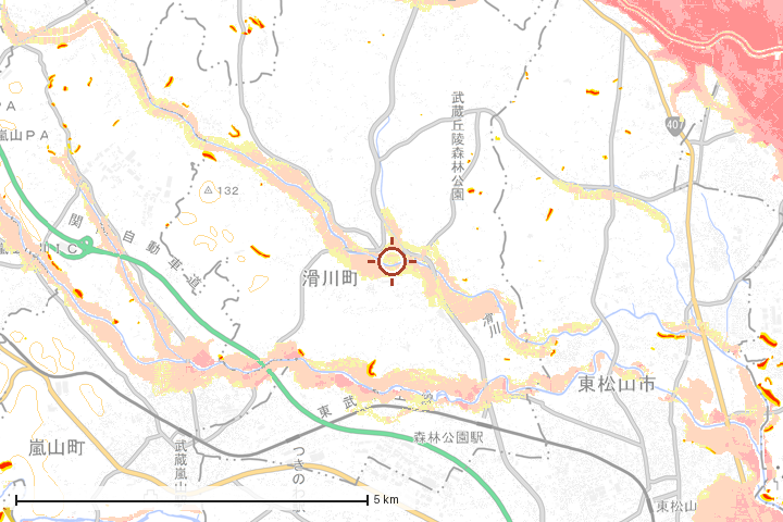 滑川町周辺のハザード重ね図