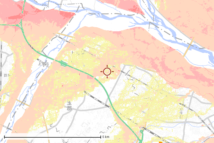 上里町周辺のハザード重ね図