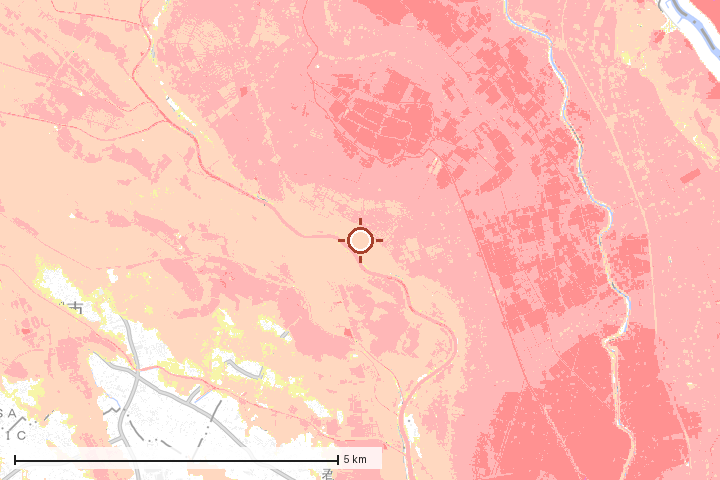 杉戸町周辺のハザード重ね図