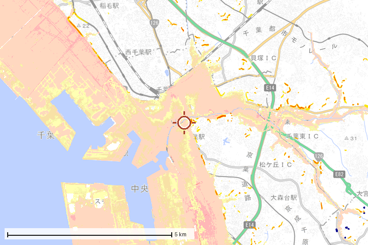 花見川区周辺のハザード重ね図