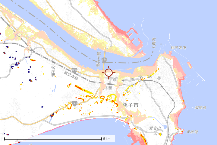 銚子市周辺のハザード重ね図