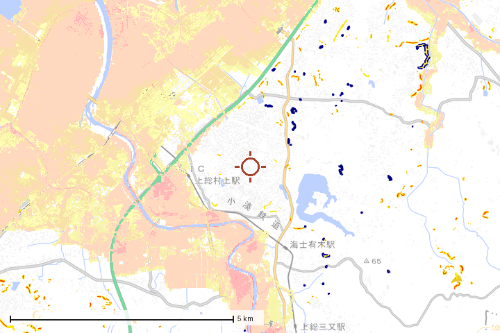 市原市周辺のハザード重ね図