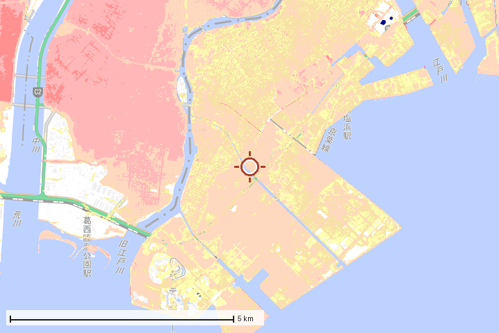 浦安市周辺のハザード重ね図