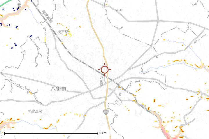 八街市周辺のハザード重ね図