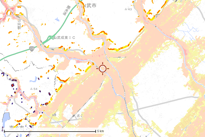 山武市周辺のハザード重ね図