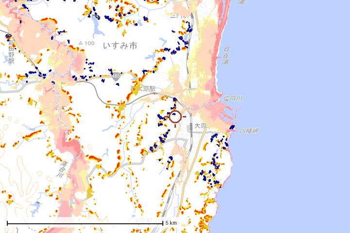 いすみ市周辺のハザード重ね図