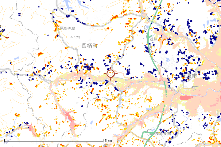 長柄町周辺のハザード重ね図