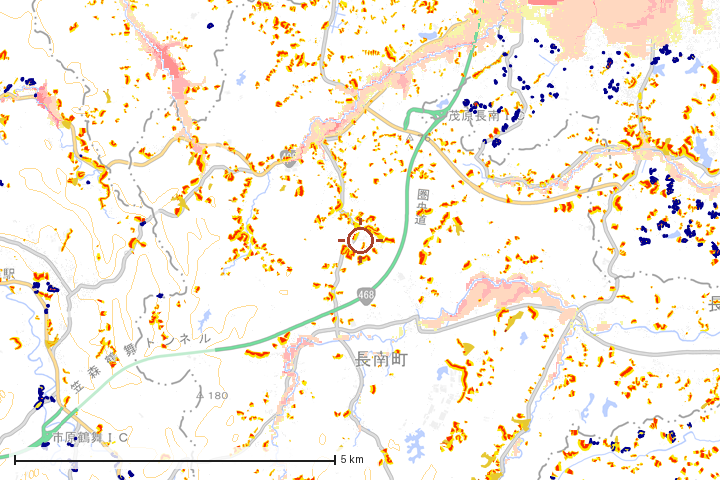 長南町周辺のハザード重ね図