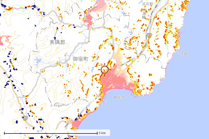 御宿町周辺のハザード重ね図