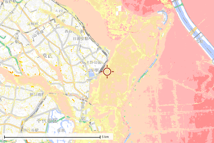 台東区周辺のハザード重ね図