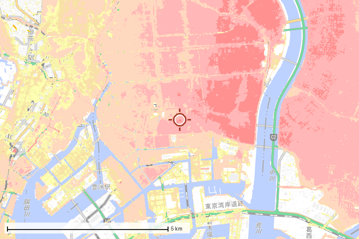 江東区周辺のハザード重ね図