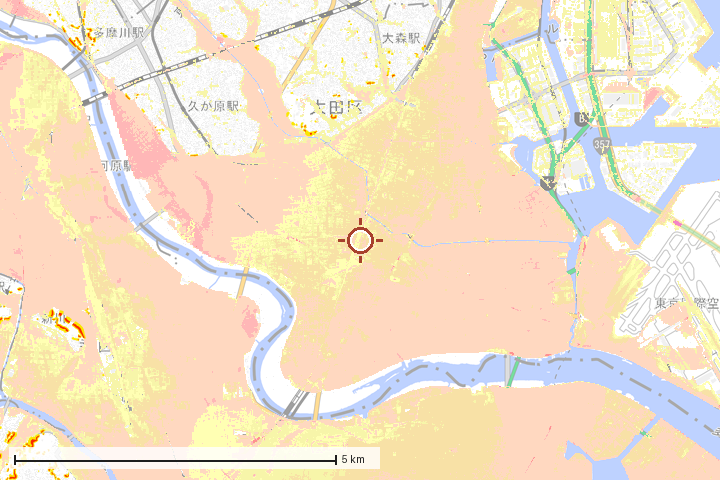 大田区周辺のハザード重ね図