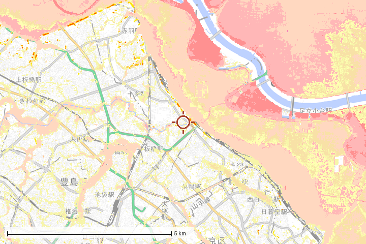 北区周辺のハザード重ね図