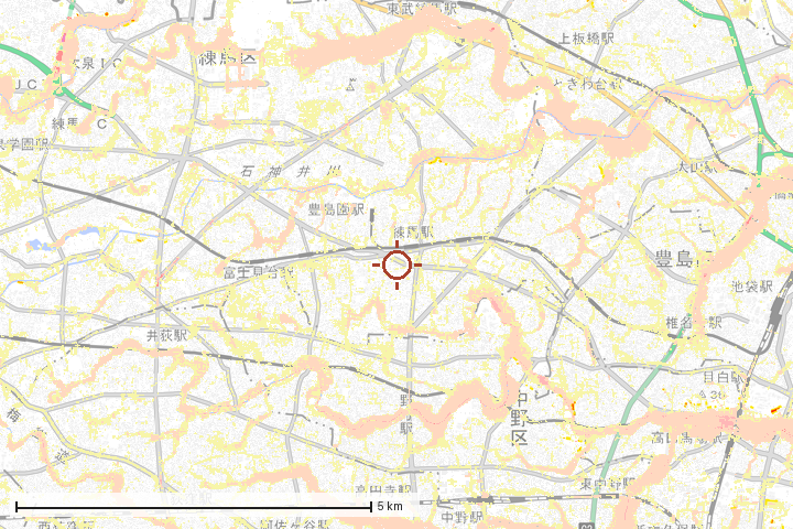 練馬区周辺のハザード重ね図