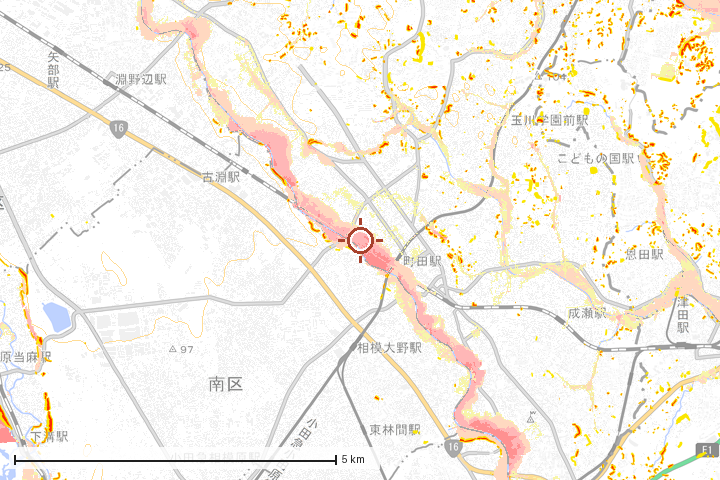 町田市周辺のハザード重ね図