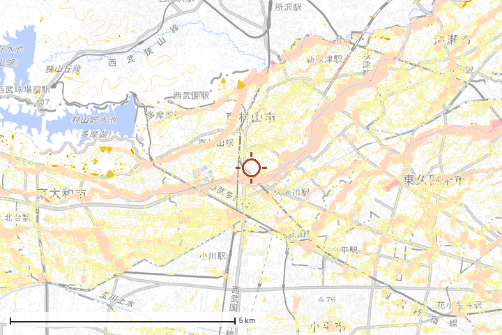 東村山市周辺のハザード重ね図