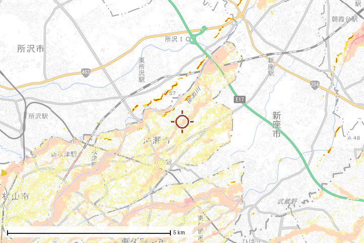 清瀬市周辺のハザード重ね図