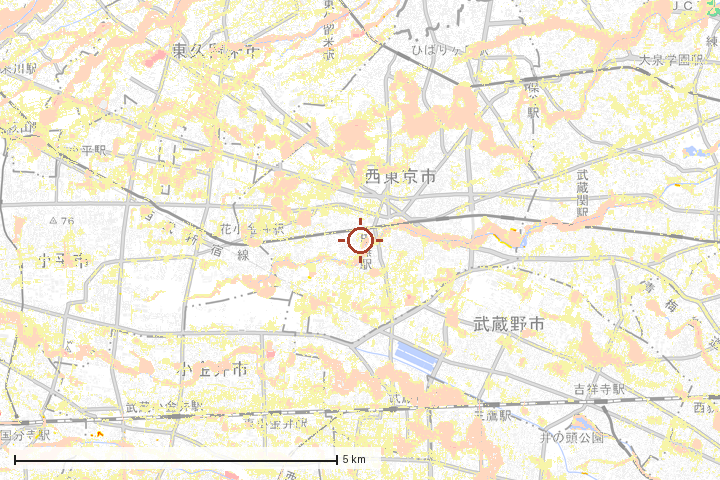 西東京市周辺のハザード重ね図