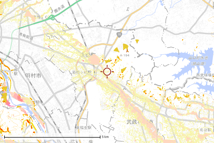瑞穂町周辺のハザード重ね図