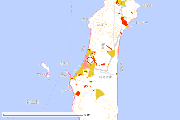 新島村周辺のハザード重ね図