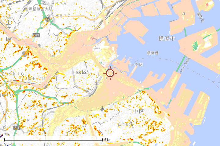 横浜市周辺のハザード重ね図