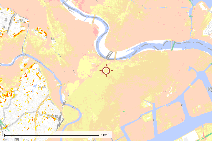 川崎市周辺のハザード重ね図