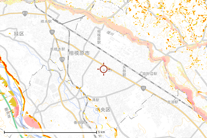 相模原市周辺のハザード重ね図