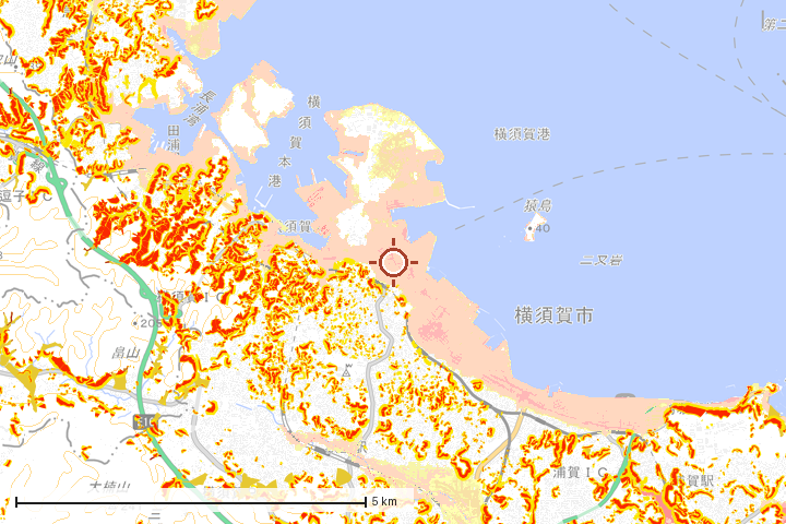 横須賀市周辺のハザード重ね図
