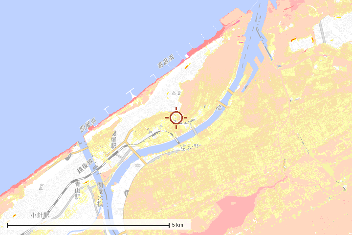 新潟市周辺のハザード重ね図