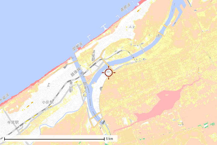 江南区周辺のハザード重ね図