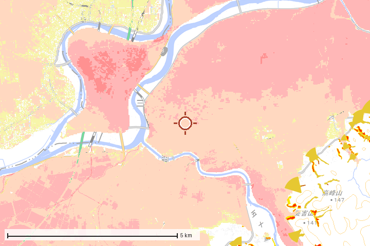 三条市周辺のハザード重ね図