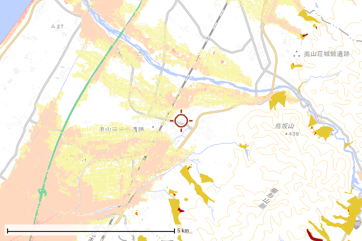 胎内市周辺のハザード重ね図