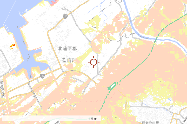 聖籠町周辺のハザード重ね図