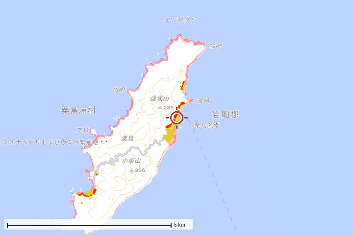 粟島浦村周辺のハザード重ね図