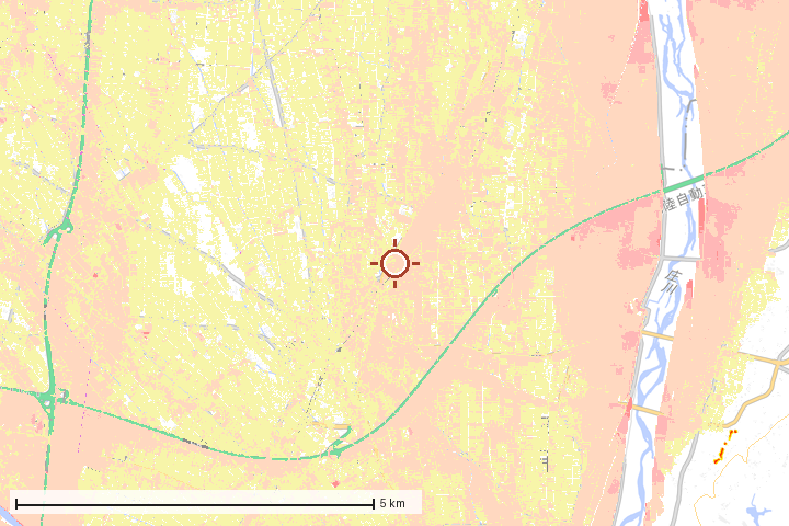 砺波市周辺のハザード重ね図