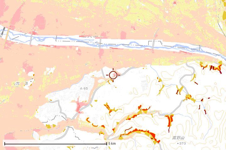 能美市周辺のハザード重ね図