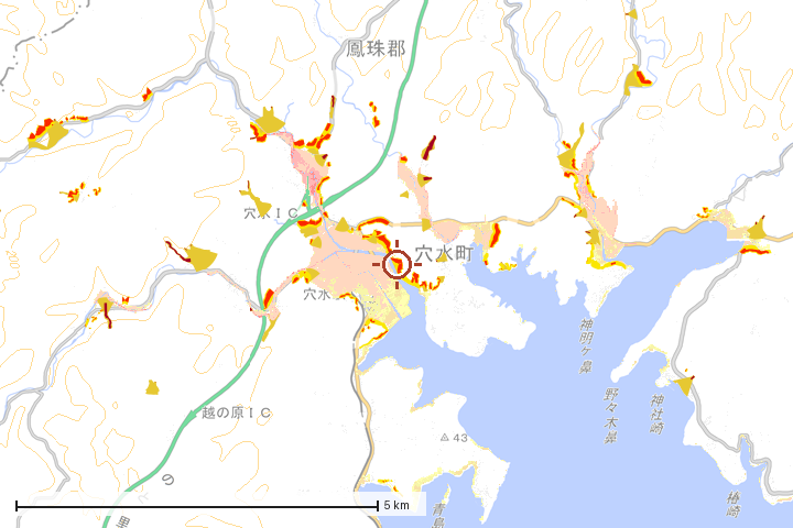 穴水町周辺のハザード重ね図