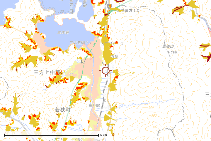 若狭町周辺のハザード重ね図