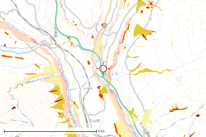 北杜市周辺のハザード重ね図