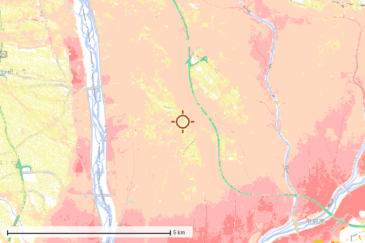 昭和町周辺のハザード重ね図