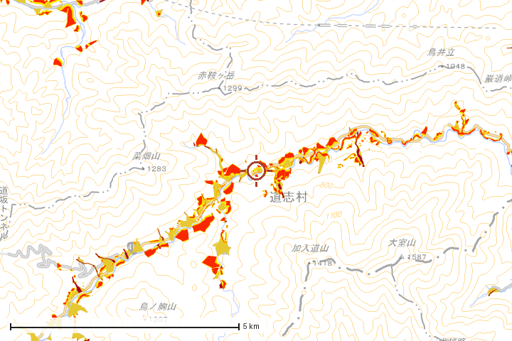道志村周辺のハザード重ね図