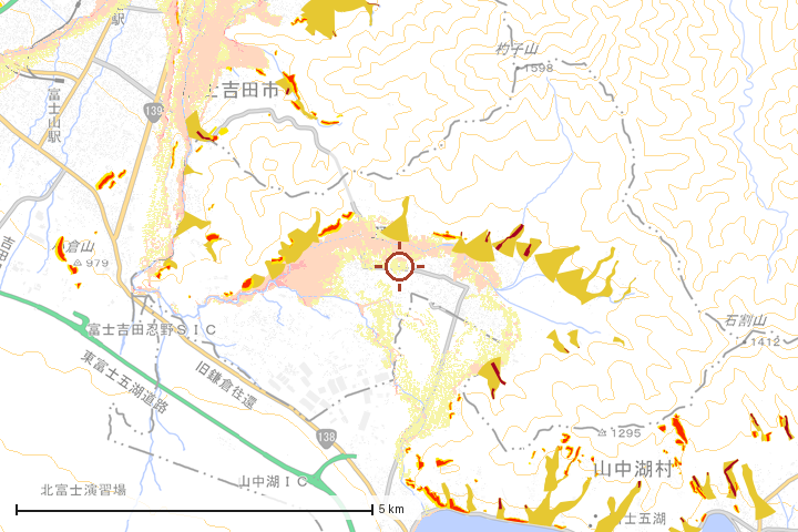 忍野村周辺のハザード重ね図