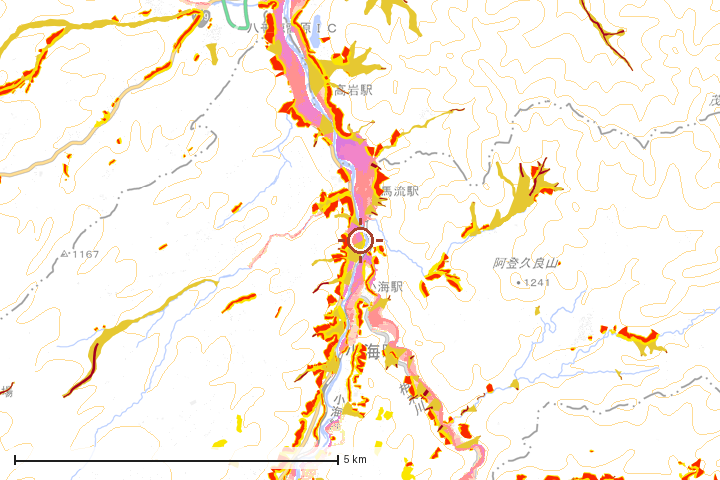 小海町周辺のハザード重ね図
