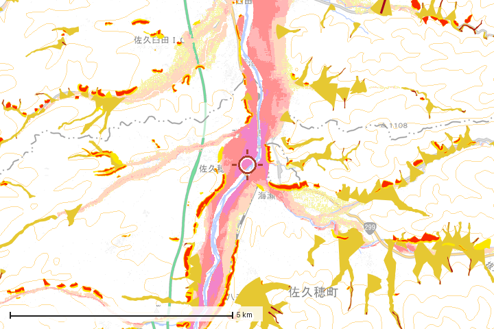 佐久穂町周辺のハザード重ね図