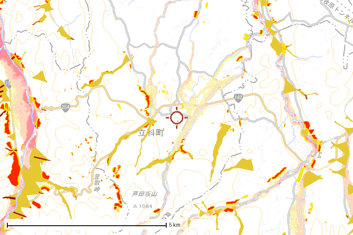 立科町周辺のハザード重ね図
