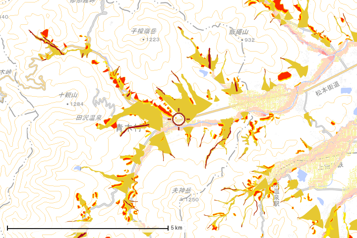 青木村周辺のハザード重ね図