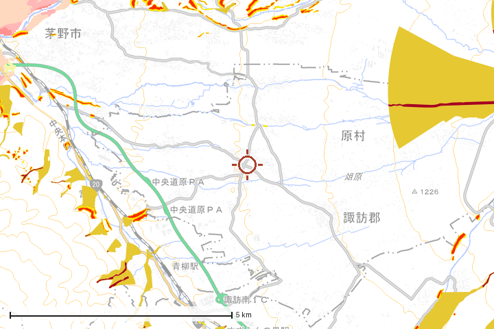 原村周辺のハザード重ね図